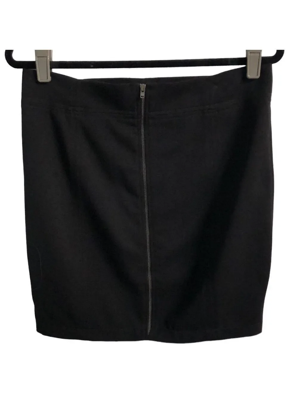 Zara TRF Double Zip Up Black Pencil Mini Skirt Size 8